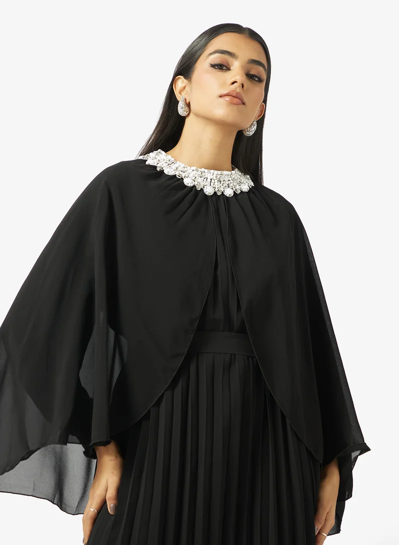 Khizana  Cape Dress With Embellished Neck for Women | Best Price UAE